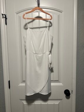 Altar'd State White Spaghetti Strap Wrap-Style Mini Dress